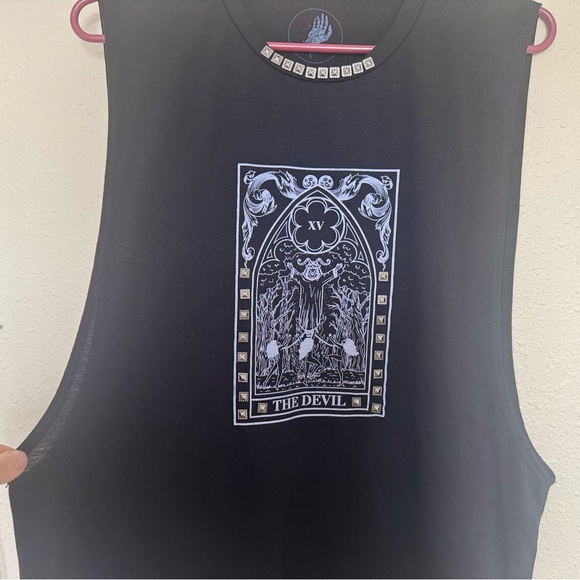 Tops - The Black Cult Black Sleeveless Devil Muscle Tank Top
